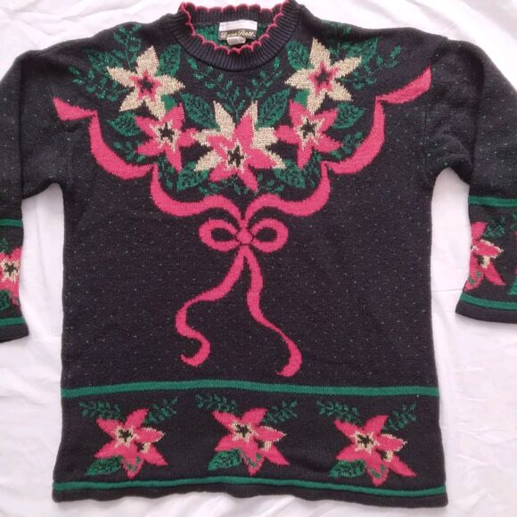 Vntg Dana Scott Sweater Metallic Holiday Christmas Grannycore USA Womens Medium - Picture 3 of 9